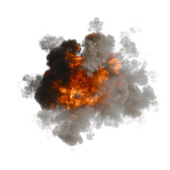Aerial explosion isolated transparent background 3d rendering
