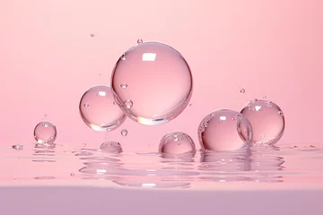 Foto op Aluminium clear transparent lenses floating in water with pink background, in the style of conceptual minimalist  © Nate
