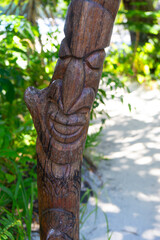 Carved totem pole Pacific Deities