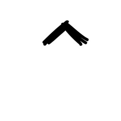 Symbol caret brush stroke in doodle brush hand drawn style isolated on white background. For abc, education, logo, branding, font, alphabet, signboard, lettering, presentation.