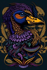 A detailed illustration of a Duck for a t-shirt design, wallpaper and fashion
