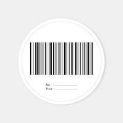 round price tag design with Barcode vector template, clothing Paper label tag for the store, Realistic editable barcode icon label