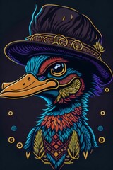 A detailed illustration of a Duck for a t-shirt design, wallpaper, and fashion