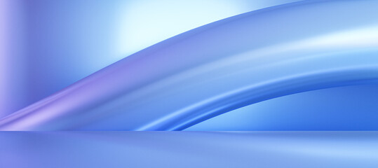 Obraz premium Abstract wide geometric blue waves or lines backdrop. Landing page concept. 3D Rendering.