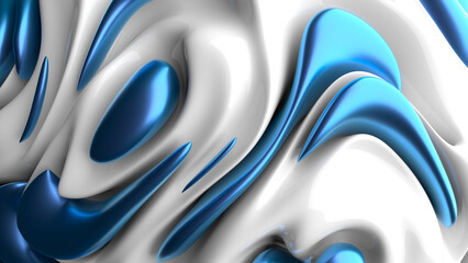 Abstract 3d bakground with beautiful smooth lines. Modern digital art. The image is isolated on a black background. 3d render image. Futuristic metal shapes. Soft glossy glass material.