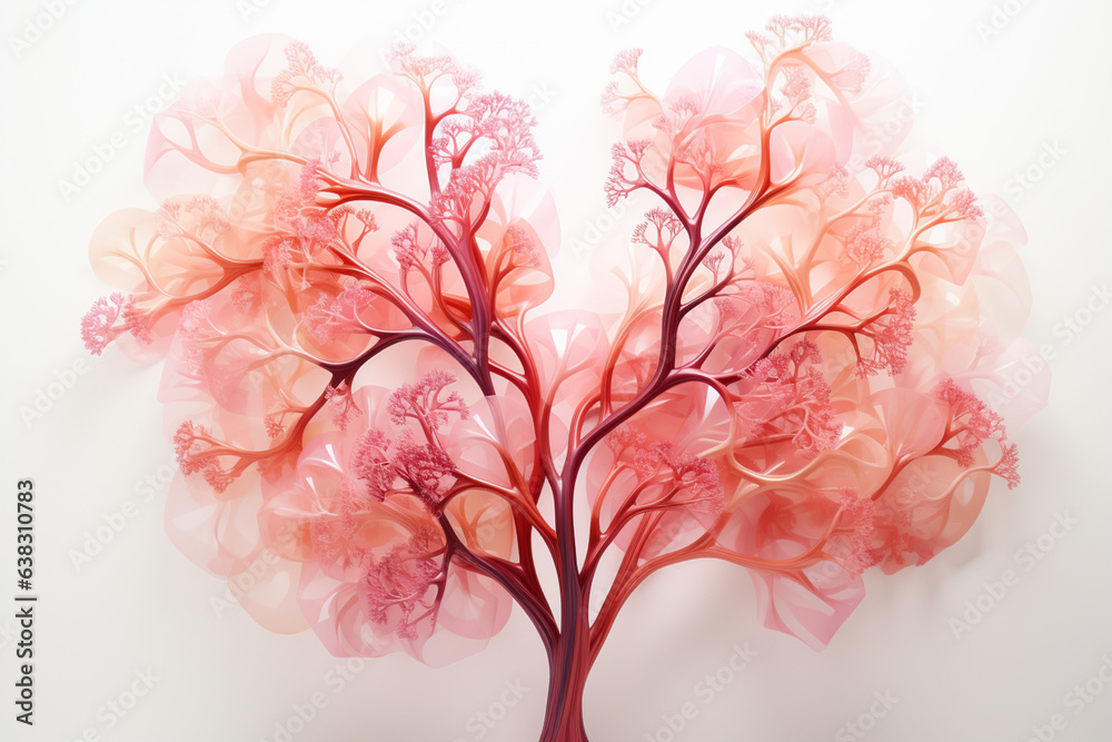 Aufkleber beautiful abstract lungs made from smooth elegant transparent fabric on white background 3d pink and