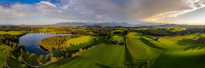 Allgäu, Ostallgäu, Drohnenpanorama, Sommer, Panorama, Wandbild