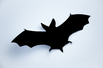 Fototapeta premium Silhouette of a bat cut out of black paper on a light background