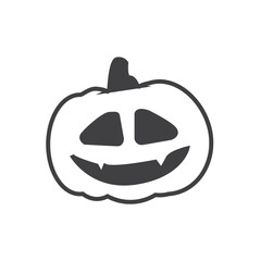 Smiling ghost face at Halloween icon, Halloween scary icons isolated on white background, halloween pumpkin icon, face with scary smile. Happy holiday symbol. Design for fall october party. Vector