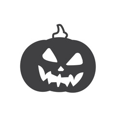 Flat icon of helloween pumpkin vector, Halloween scary icons isolated on white background, halloween pumpkin icon, face with scary smile. Happy holiday symbol. Design for fall october party. Vector 