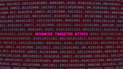 Fototapeta premium Cyber attack advanced targeted attack. Vulnerability text in binary system ascii art style, code on editor screen. Text in English, English text