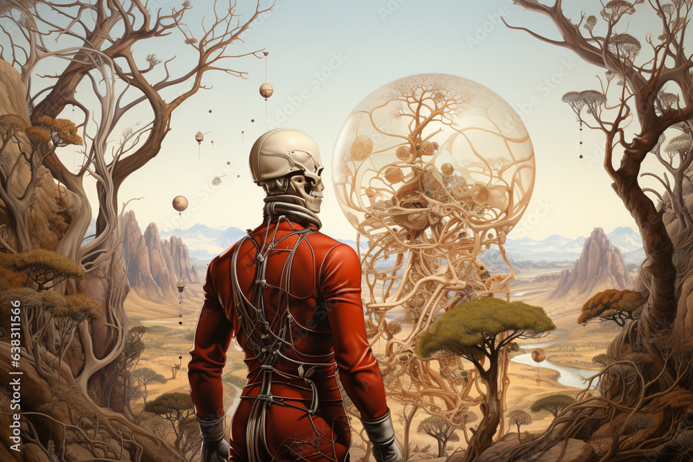 Poster A wide-open landscape with an adventurous figure exploring, symbolizing Sagittarius' love for travel, exploration, and freedom. Generative AI technology...