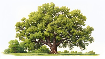 old oak tree in summer, bright background