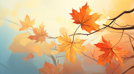 Naklejka na ściany i meble illustration of autumn leaves