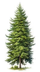 spruce tree in summer, bright background
