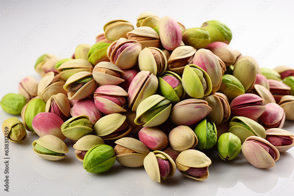Aufkleber Unshelled pistachios isolated on transparent or white background  Generative AI technology...