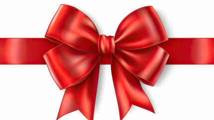 Red ribbon with bow isolated on white background. Generative Ai