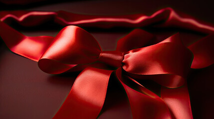 red satin ribbon and bow. Generative Ai