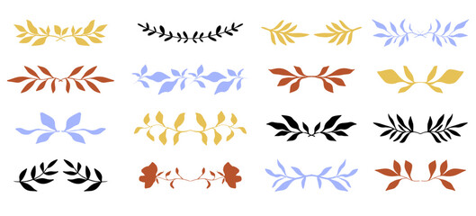 Floral dividers set Hand drawn leaf borders decor