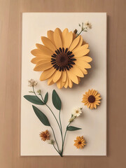 A simple, minimalistic flower art with mild colors, using Boho style