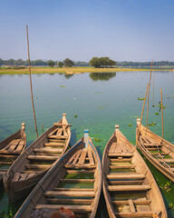 Fototapeta premium Floating boats in Amarapura