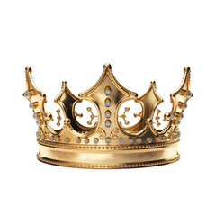Metal gold king crown on a transparent background