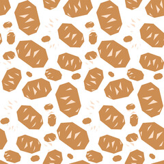 Cartoon seamless pattern of geometric potatoes on a white background. Vegetable theme background, vector illustration of vegetables, desktop wallpaper, healthy vegan food. Packaging for products