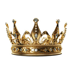 Metal gold king crown on a transparent background