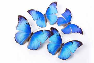 Set of blue exotic butterfly.  3D illustration digital art design, generative AI