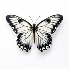 White butterfly with black stripes 3D illustration digital art design, generative AI