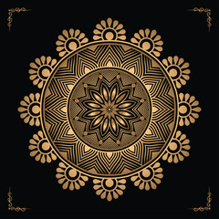 Luxury mandala design gold color Vetor	
