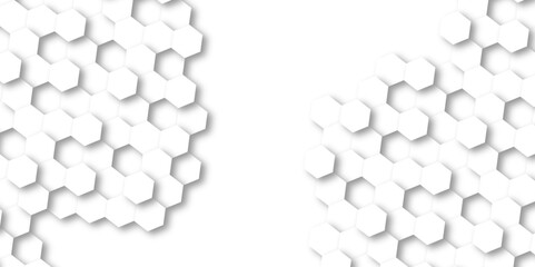 Seamless pattern of hexagons background technology with hexagons. 3d Hexagonal structure futuristic white background and Embossed Hexagon , honeycomb white Background ,light and shadow ,Vector.