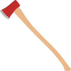 Red long axe with brown handle