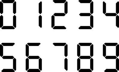 Set of digital numbers (black)