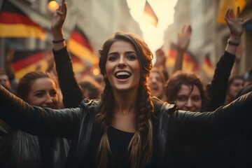 Unity Celebration: People in Germany Commemorating German Unity Day on the Streets, Generative AI - obrazy, fototapety, plakaty