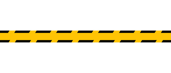 Warning tape. Horizontal seamless borders. Black and yellow line striped. Vector illustration