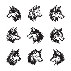 Wolf logo silhouette vector set