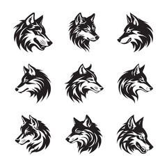 Wolf logo silhouette vector set