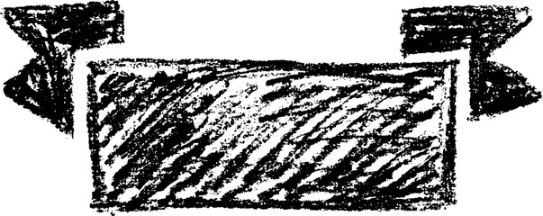 Grunge Chalk or Charcoal Ribbon Banner Sketch