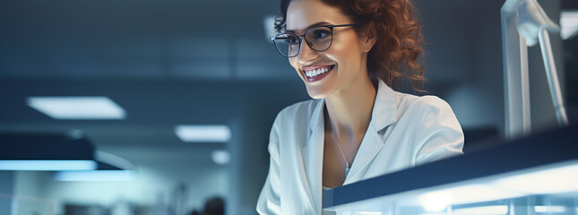 woman scientist working in a dental studio, generative AI