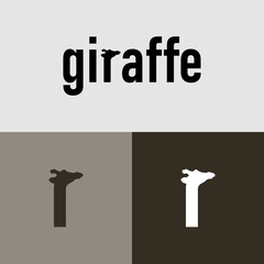 giraffe logotype, with giraffe head and neck icon in letter r, isolated © hallomuamar