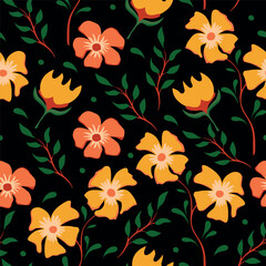 Bursting with vibrant blooms, this seamless vector pattern showcases a riot of colors, perfect for adding a touch of nature's beauty to your designs.