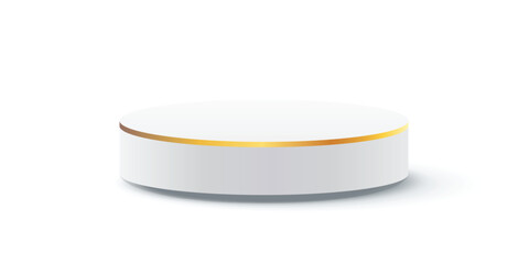 Empty white round and gold line podium, modern platform, Empty Musical Theater Entertainment stage, 3d round empty stage, abstract studio platforms, Promotion display podium, showroom