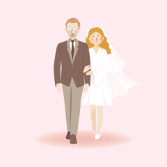 Cute Romantic Wedding Couple Holding hand and walking together