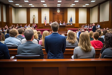 People in a court a listening to the judge photo  - obrazy, fototapety, plakaty