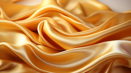 Gold silk folded fabric texture, luxurious textile decoration