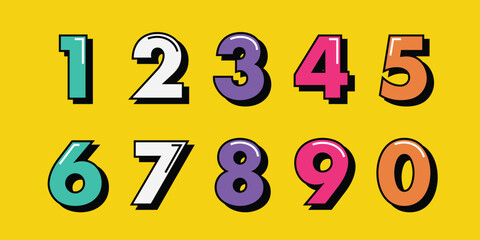 Vector creative color geometry shapes' numerals. font alphabet vector illustrations.