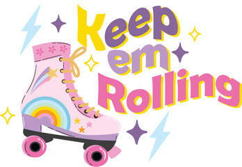 Roller skate design graphic tees for girl