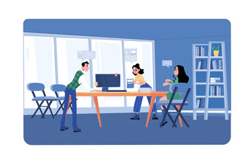 The advertising team is working in the office