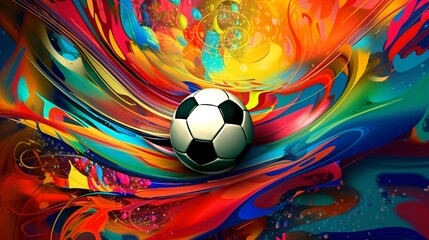 Hyper-Realistic Football: Vivid Colors and Psychedelic Visuals in Electrifying Action. Perfect for Sports Advertising, Posters, and Digital Campaigns. Generative AI